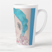 Girl mit Rote Rose Beret Wasserfarbe Blume Milchtasse (Rechts)