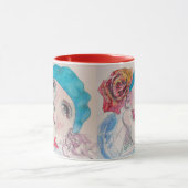 Girl mit Rote Rose Beret Wasserfarbe Blume Tasse (Zentrum)