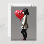 Girl mit rotem Herzballon Postkarte (Vorne/Hinten)