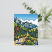 Girl mit Rucksack Wandern im Val Piora Postkarte (Stehend Vorderseite)