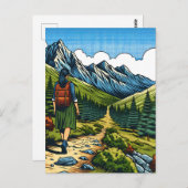 Girl mit Rucksack Wandern im Val Piora Postkarte (Vorne/Hinten)