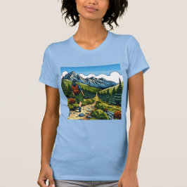 Girl mit Rucksack Wandern im Val Piora T-Shirt