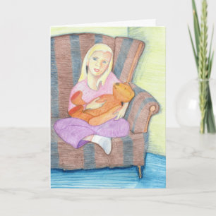 Girl mit Teddy Bear nur eine You Card Karte