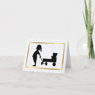 Girl mit Teddy Bear Silhouette Grußkarte Karte