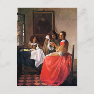 Girl mit Weinglas von Johannes Vermeer Postkarte