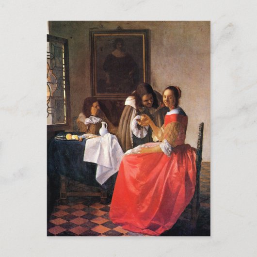 Girl mit Weinglas von Johannes Vermeer Postkarte (Vorderseite)