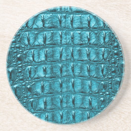 Girl-Mode-Türkis-Blau Alligator Leder Sandstein Untersetzer (Vorne)