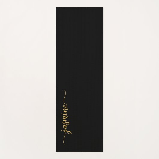 Girl Modern Black Gold Monogram Name Script Yogamatte (Vorderseite)