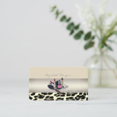 Girl Modern Charming,Leopard Print Visitenkarte (Stehend Vorderseite)