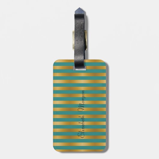 Girl Modern Chic Blume - Streifen Gepäckanhänger (Rückseite vertikal)