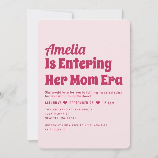 Girl Modern Mama Era Minimalistisch Baby Dusche Einladung (Vorderseite)