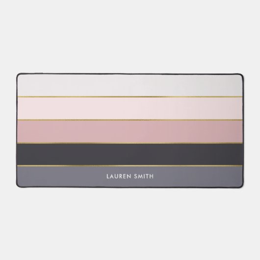 Girl Modern Stripes Personalisiert Schreibtischunterlage (Vorderseite)