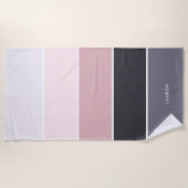 Girl Modern Stripes Personalisiert Strandtuch (Vorderseite)