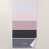 Girl Modern Stripes Personalisiert Strandtuch (Vorderseite)