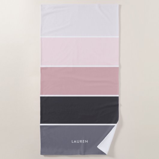 Girl Modern Stripes Personalisiert Strandtuch (Vorderseite)