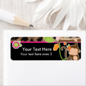 Girl Monkey Chic Safari Jungle Black Sticker Label (Insitu)