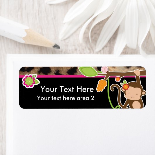 Girl Monkey Chic Safari Jungle Black Sticker Label (Insitu)