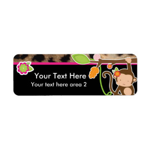 Girl Monkey Chic Safari Jungle Black Sticker Label
