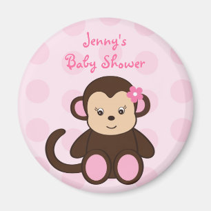 Girl Monkey Polka Dots Baby Duwer Gefälligkeitsmag Magnet