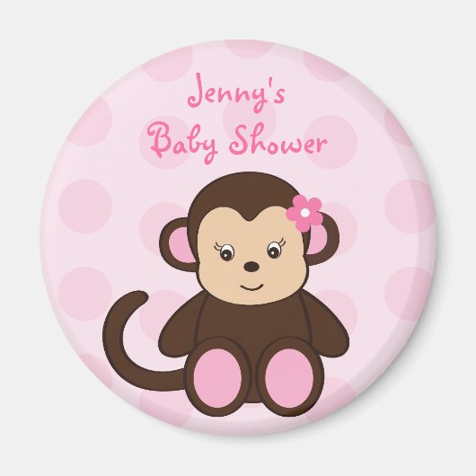 Girl Monkey Polka Dots Baby Duwer Gefälligkeitsmag Magnet (Vorne)