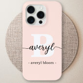 Girl Monogram Blush Pink Script Mit Monogramm Name Case-Mate iPhone Hülle