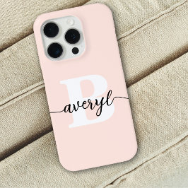 Girl Monogram Blush Pink Script Mit Monogramm Name Case-Mate iPhone Hülle