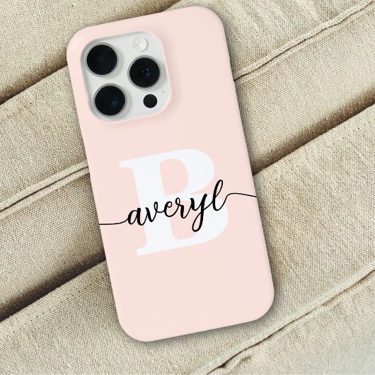 Girl Monogram Blush Pink Script Mit Monogramm Name Case-Mate iPhone Hülle