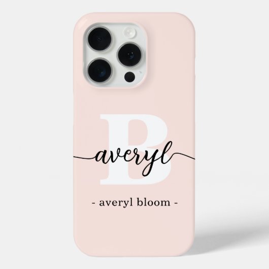 Girl Monogram Blush Pink Script Mit Monogramm Name Case-Mate iPhone Hülle (Rückseite)