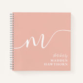 Girl Monogram Calligraphy Blush Pink Sketchbook Notizblock (Vorderseite)