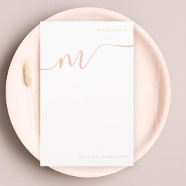 Girl Monogram Calligraphy Coral Pink Note Paper Briefpapier