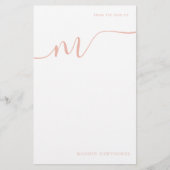 Girl Monogram Calligraphy Coral Pink Note Paper Briefpapier (Vorderseite)