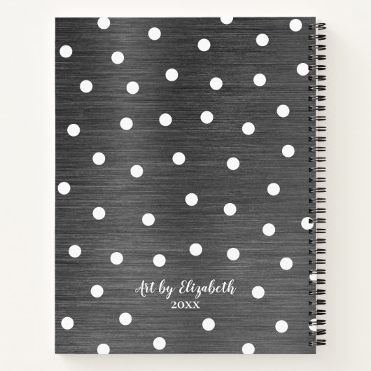Girl Monogram Gray Artist Sketchbook Notebook Notizblock (Rückseite)