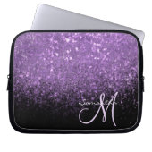 Girl Monogram Lila Glitzer Sparkle & Black Laptopschutzhülle (Vorderseite)