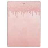 Girl Monogram Name Blush Pink Drilling Glitzer Klemmbrett (Rückseite)