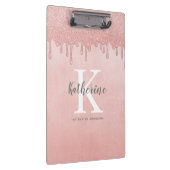 Girl Monogram Name Blush Pink Drilling Glitzer Klemmbrett (Rechts)