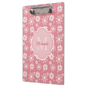Girl Monogram Niedlich Pink Daisy Blume mit Namen Klemmbrett (Links)