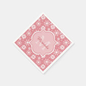 Girl Monogram Niedlich Pink Daisy Blume mit Namen Serviette (Ecke)