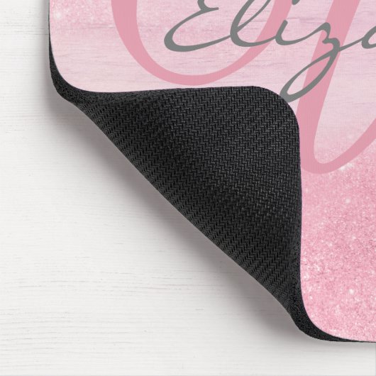Girl Monogram Pink Ombre Glitzer Shimmer Mousepad (Ecke)