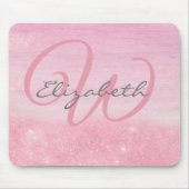 Girl Monogram Pink Ombre Glitzer Shimmer Mousepad (Vorne)