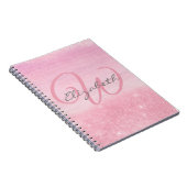 Girl Monogram Pink Ombre Soft Glitzer Shimmer Notizblock (Rechte Seite)