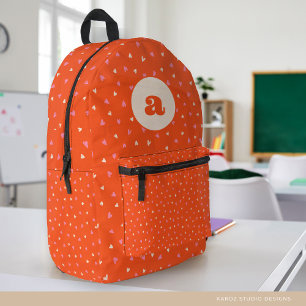 Girl Monogram Red Pink Hearts Print Cut Sew Bag Bedruckter Rucksack