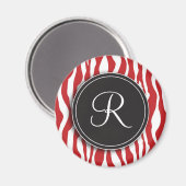 Girl Monogram Red Zebra Print Magnet (Vorderseite/Rückseite)