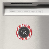 Girl Monogram Red Zebra Print Magnet (In Situ (Geschirrspüler))
