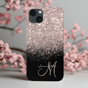Girl Monogram Rose Gold Glitzer & Black Case-Mate iPhone Hülle