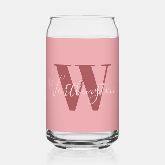 Girl Monogramm und Name Rosa rot Dosenglas (Vorderseite)