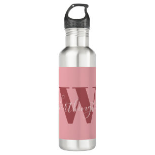 Girl Monogramm und Name Rosa rot Edelstahlflasche