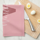 Girl Monogramm und Name Rosa rot Geschirrtuch (Viertel Falte)