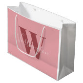 Girl Monogramm und Name Rosa rot Große Geschenktüte (Vorderseite Schrägansicht)