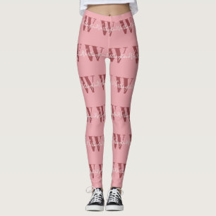 Girl Monogramm und Name Rosa rot Leggings