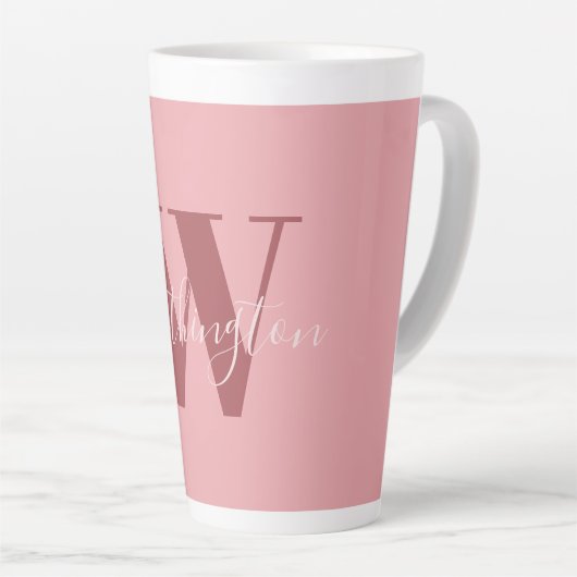 Girl Monogramm und Name Rosa rot Milchtasse (Rechte Ecke)